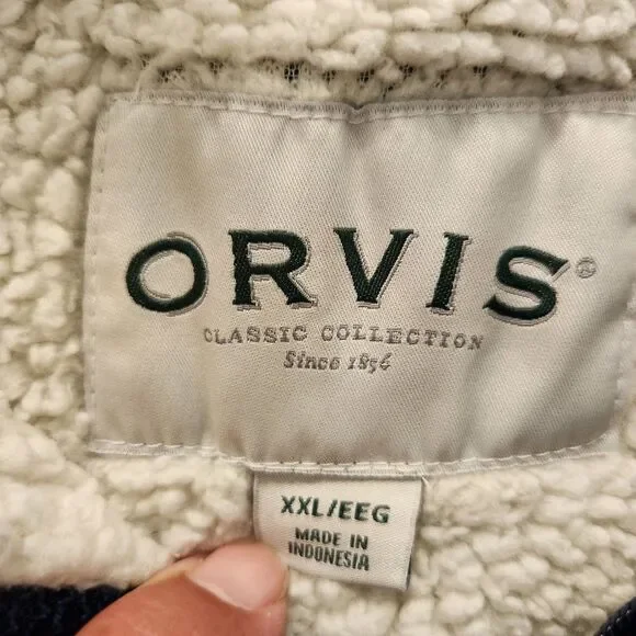 Orvis 1/4 Zip Heavyweight Pullover Fleece Sherpa Lined Sweater Mens Size XXL 2XL - Picture 5 of 13